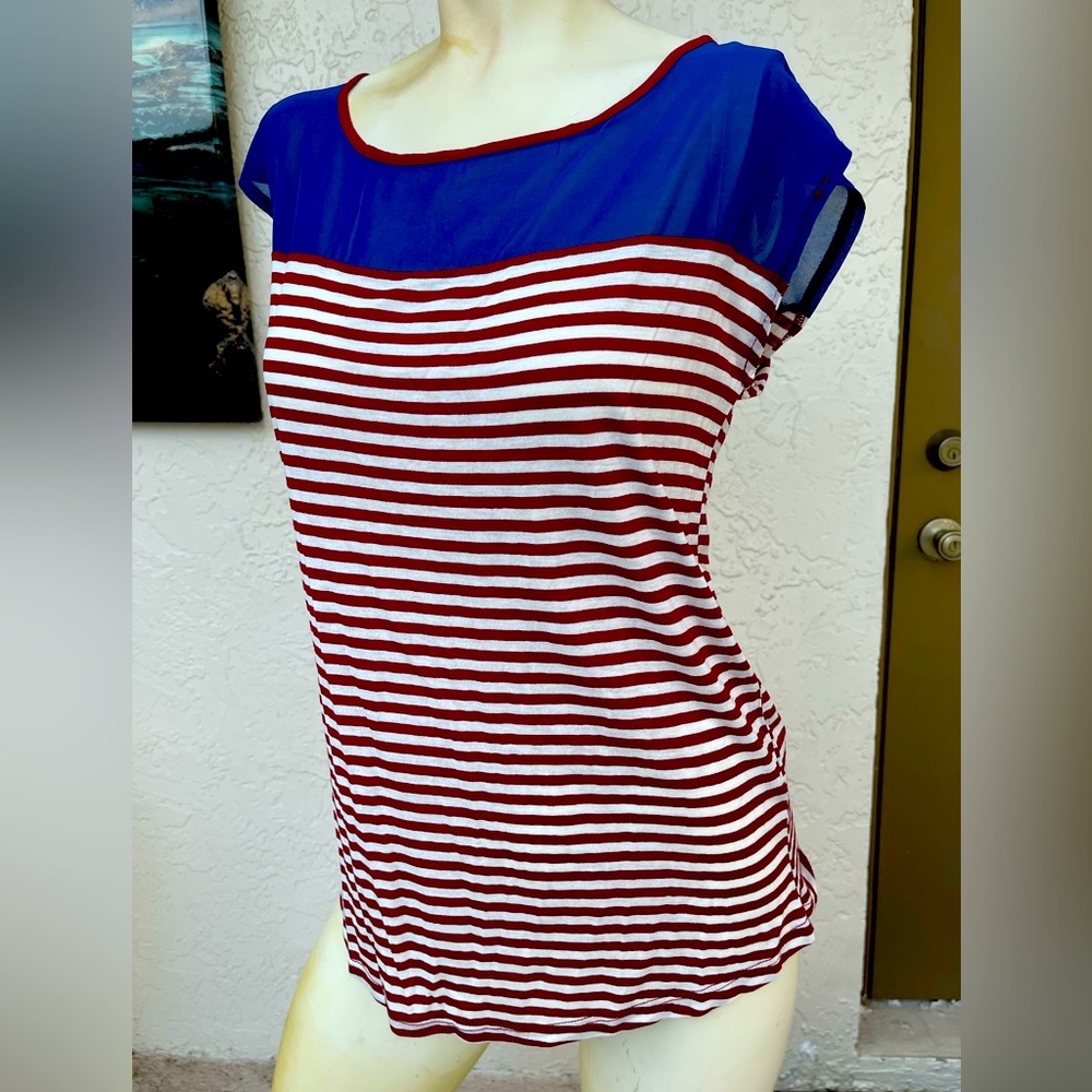 Nautical new with tags Blue and Red Striped Women's Top size M